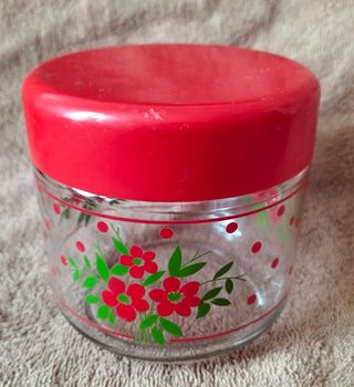 Set 2 Contenitori Vetro Rosso Floreale