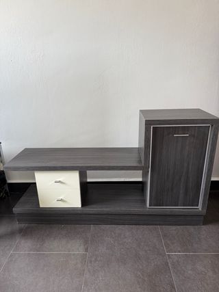 Mueble recibidor moderno gris y blanco