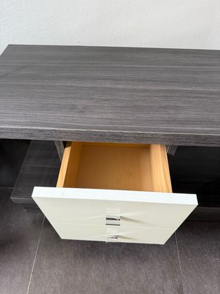 Mueble recibidor moderno gris y blanco