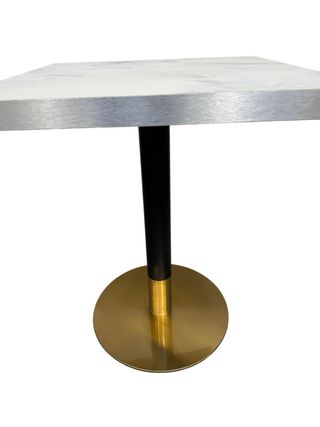 Mesa imitación mármol canto dorado/plateado