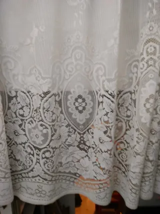 Pareja visillos cortinas antiguas encaje 1920