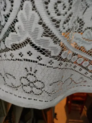 Pareja visillos cortinas antiguas encaje 1920