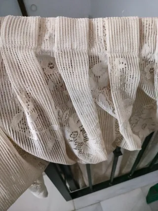 Pareja visillos cortinas antiguas encaje 1920