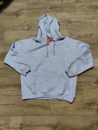 Sudadera Supreme Gris Logo Vertical