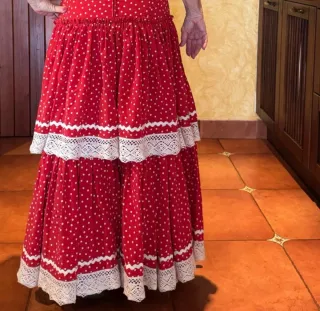 Traje Flamenca Rojo Lunares.Hecho a mano