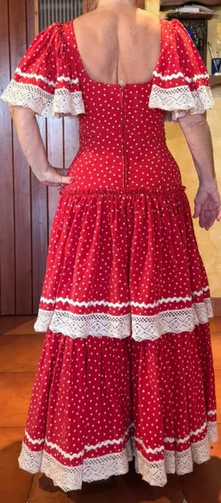 Traje Flamenca Rojo Lunares.Hecho a mano