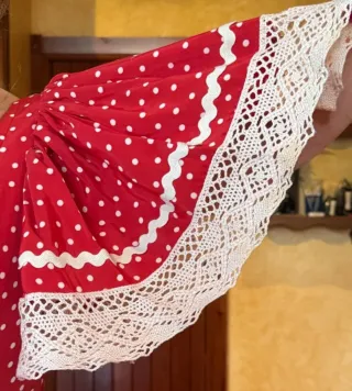 Traje Flamenca Rojo Lunares.Hecho a mano