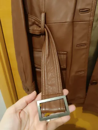 Chaqueta de piel marrón mujer