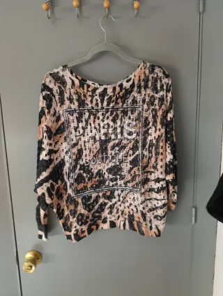 Camiseta de punto con estampado animal print