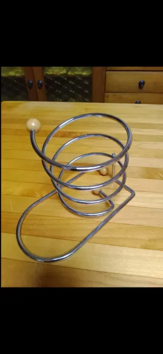 Porta bottiglie design spirale legno metallo