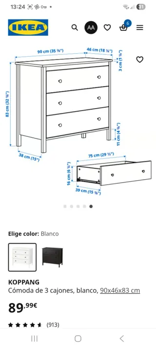 Cómoda Koppang Ikea Blanca