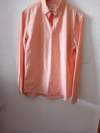 Camisa Cortefiel L naranja cuadros