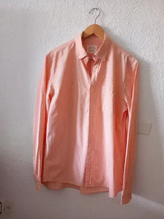 Camisa Cortefiel L naranja cuadros