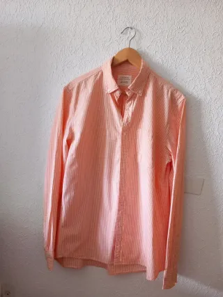 Camisa Cortefiel L naranja cuadros
