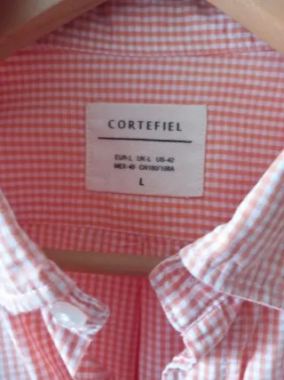 Camisa Cortefiel L naranja cuadros