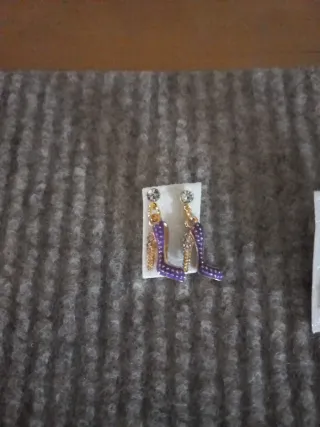 Pendientes Zapato Tacón Lila y Dorado