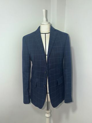 Traje de Cuadros Azul Oscuro