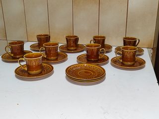 6 Tazas y Platos Café Cerámica Pontesa Vintage