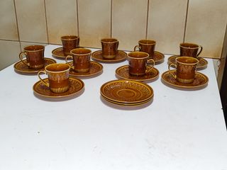 6 Tazas y Platos Café Cerámica Pontesa Vintage