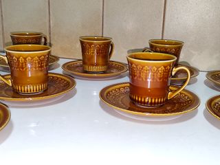 6 Tazas y Platos Café Cerámica Pontesa Vintage