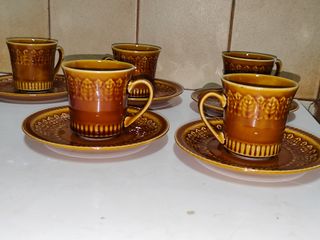 6 Tazas y Platos Café Cerámica Pontesa Vintage