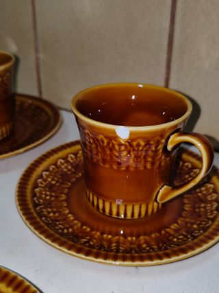 6 Tazas y Platos Café Cerámica Pontesa Vintage