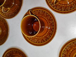 6 Tazas y Platos Café Cerámica Pontesa Vintage