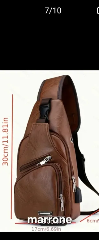 Borsa tracolla uomo marrone vintage