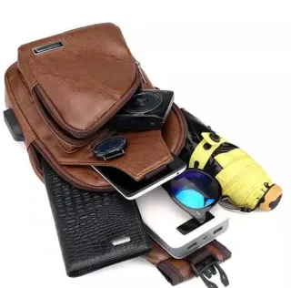 Borsa tracolla uomo marrone vintage