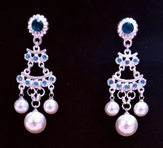 Pendientes Fallera  plata y turquesa