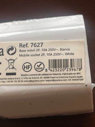 Base móvil Solera 7627 10A 250V Blanca