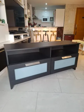 Mueble TV Ikea Negro 2 Cajones 121x54x41cm