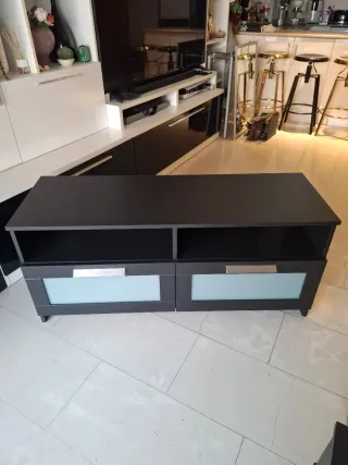 Mueble TV Ikea Negro 2 Cajones 121x54x41cm