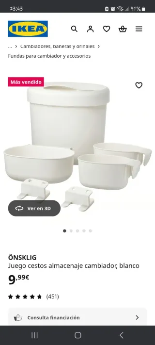 Cambiador,  bañera bebé y accesorios