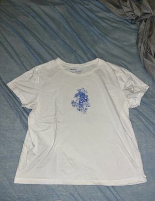 T-shirt Bershka donna bianca con stampa