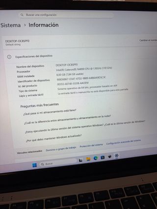 Portátil 15,6” Full HD 8GB RAM 256GB SSD