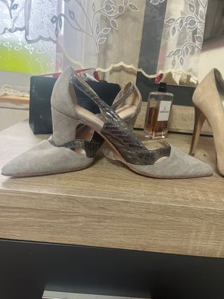 Zapatos Franjul Tacón Gris/Plata