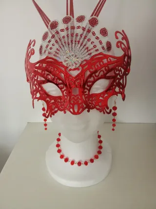 Pendientes y Collar Rojo