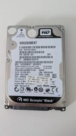 Disco Duro HDD 320GB WD Scorpio Black