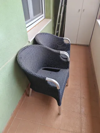 2 Sillas de Exterior Mimbre y Metal