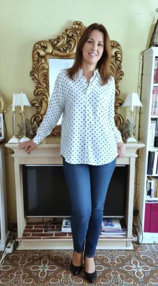 Camisa lunares blanca y negra ORPI Talla XXXL