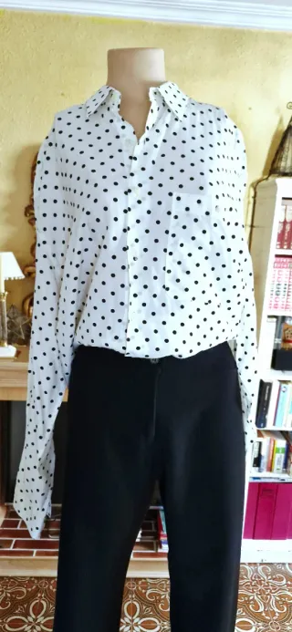Camisa lunares blanca y negra ORPI Talla XXXL