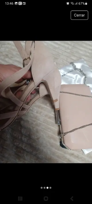 Conjunto Zapatos y Bolso Beige