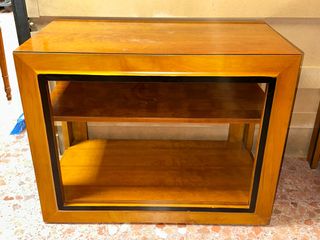Mesa TV de madera y cristal