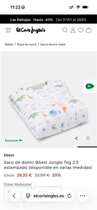 Saco dormir bebé Bbest 0-6 meses