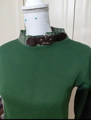 Maglia vintage lana collo particolare con fibbia