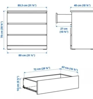 Cómoda 3 Cajones Madera Malm