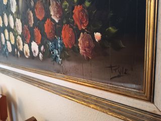 Cuadro Bodegón Antiguo Flores Cesta Grande