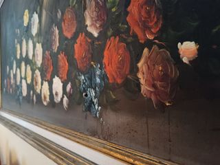 Cuadro Bodegón Antiguo Flores Cesta Grande