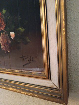 Cuadro Bodegón Antiguo Flores Cesta Grande